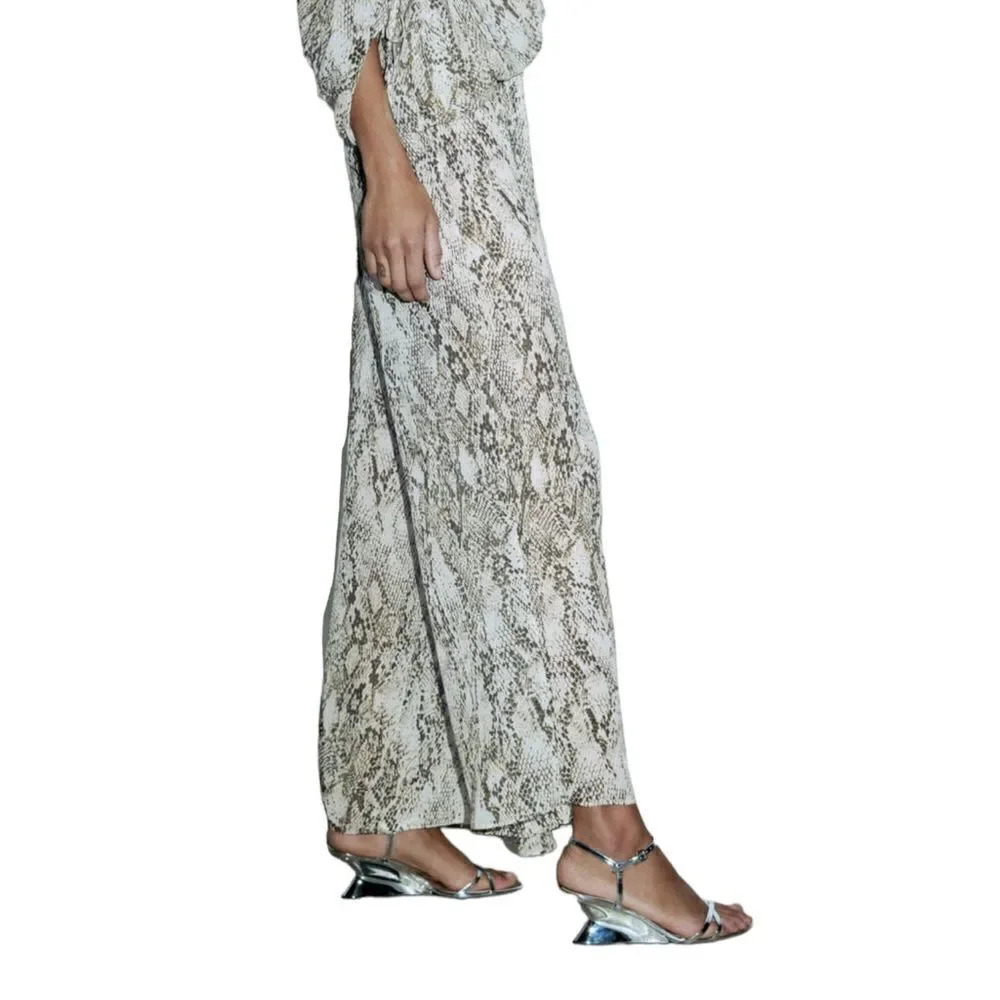 ZARA | Snake | ANIMAL PRINT WIDE LEG PANTS - Picture 9 of 13